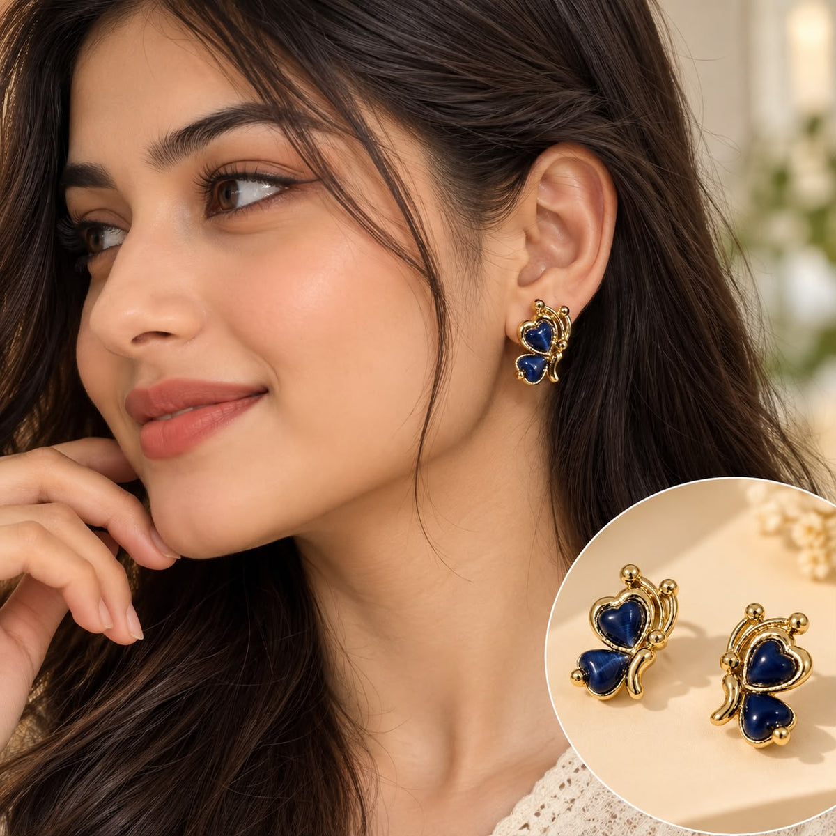 Butterfly Cat-Eye Ear Studs