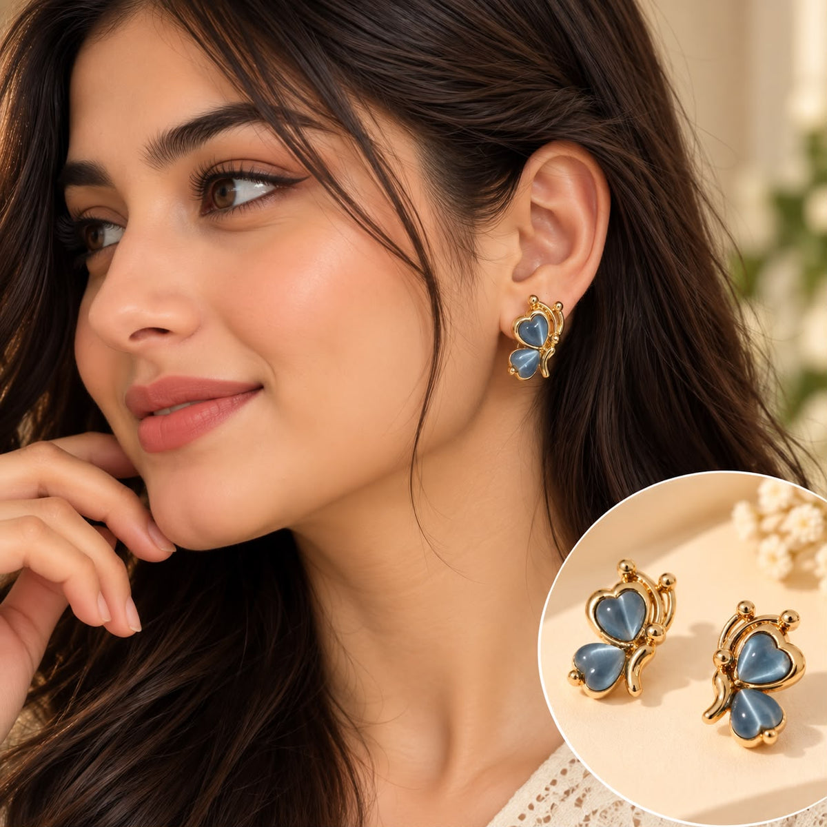 Butterfly Cat-Eye Ear Studs