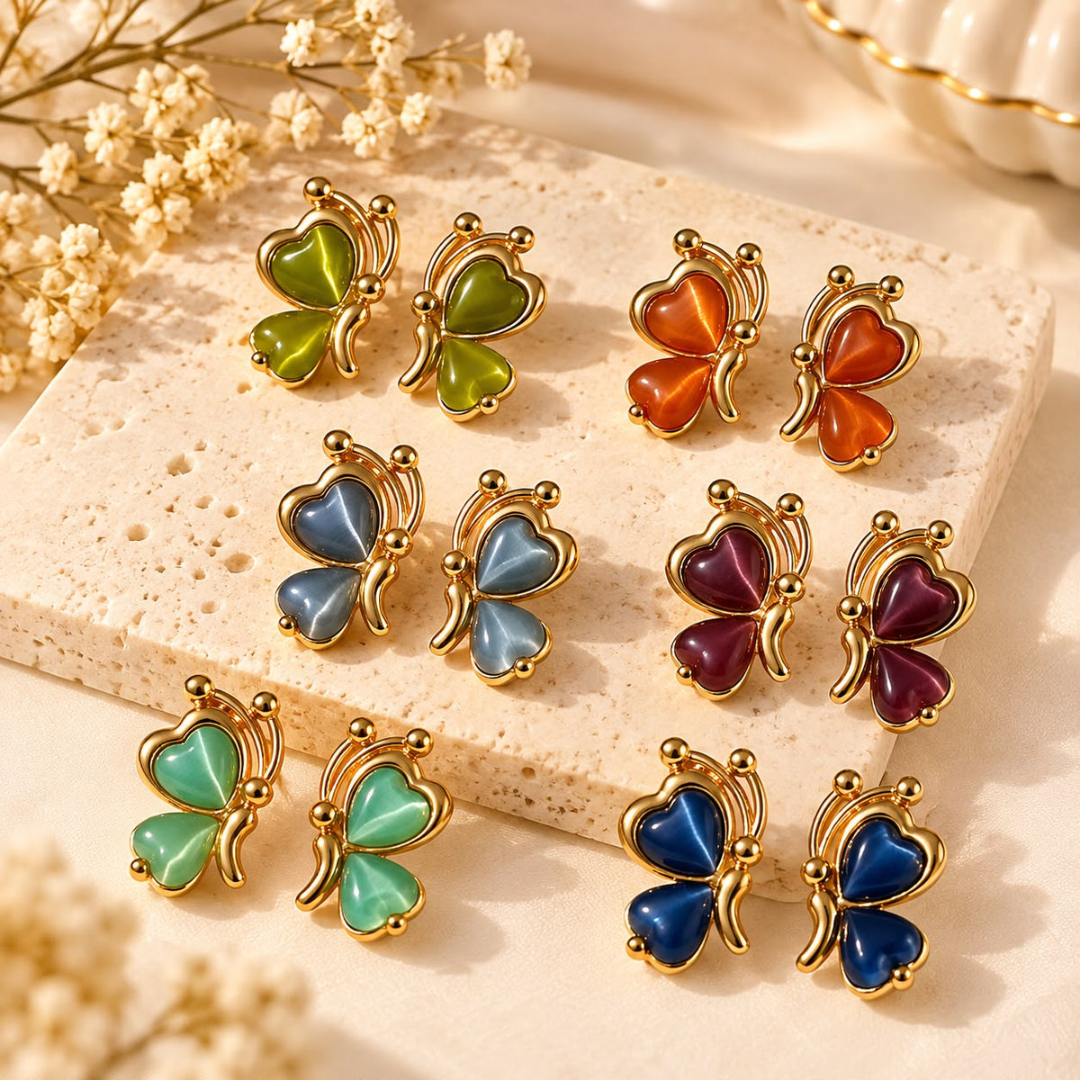 Butterfly Cat-Eye Ear Studs